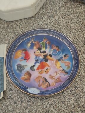 Disney Decorative Plate with Blue and Gold Accents